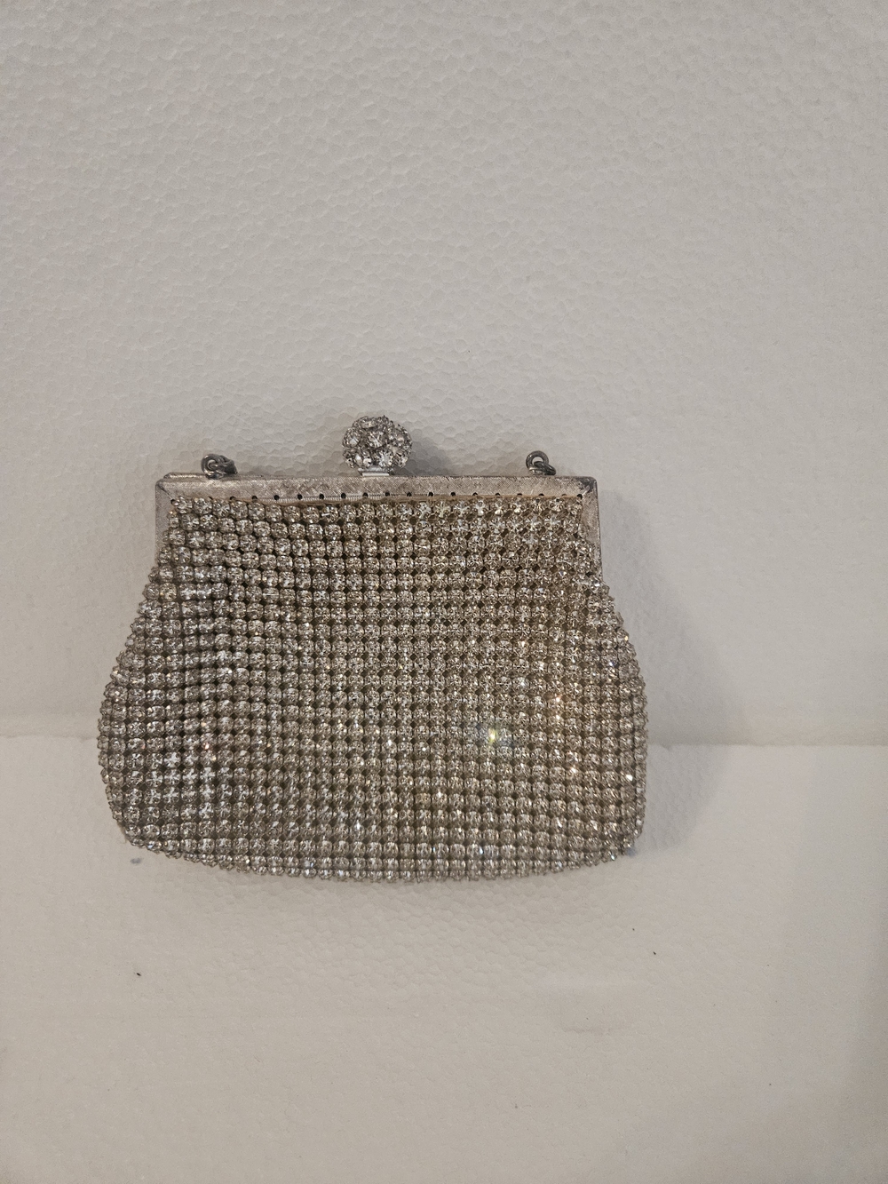 Whiting & Davis Silver Crystal Mesh Evening Clutch